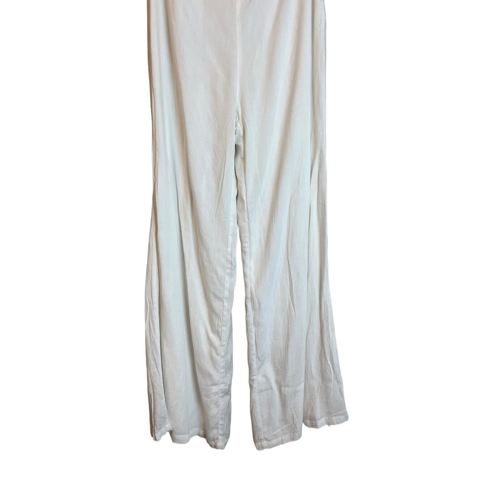 Runaway The Label Etta Jumpsuit XS US 2 White Wide Leg Strapless Ring Detail - Picture 7 of 9